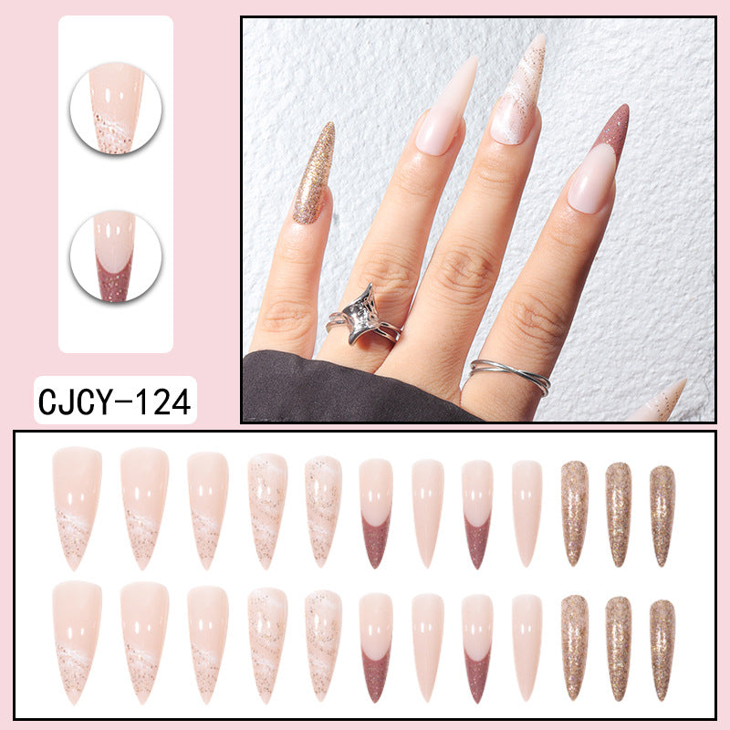 ｛CZJ-1｝Wearable nails long ins fake nails nail patches wearable nail art finished press on nails