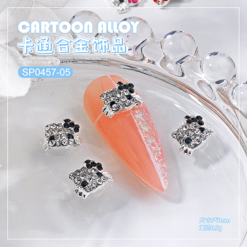 Nail art accessories Japanese cartoon KT cat cross-border new alloy full diamond cute Kitty cat diy nail drill ornaments