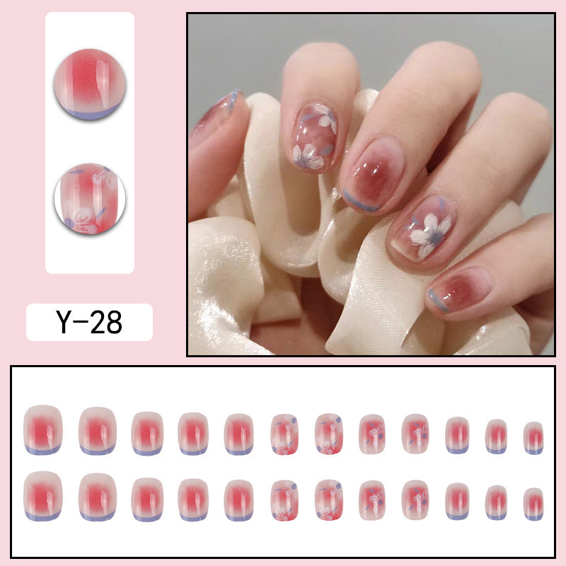 ｛YMJ-2｝Explosive false nail stickers wear nail finished nail piece removable blush nail girls cat eye gradient nail patch