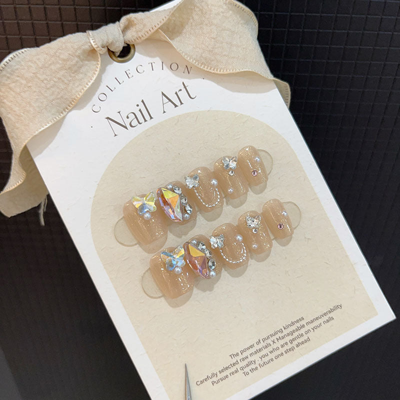 10-piece set of pure handmade wearable nail art decals, nail stickers, finished fake nails