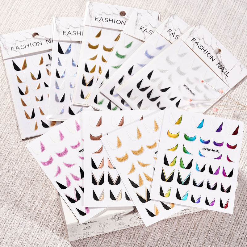 NKZ173 10 Colors French Nail Polish Stickers
