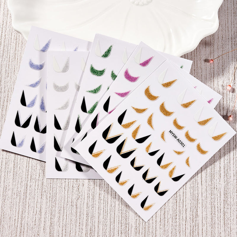 NKZ173 10 Colors French Nail Polish Stickers