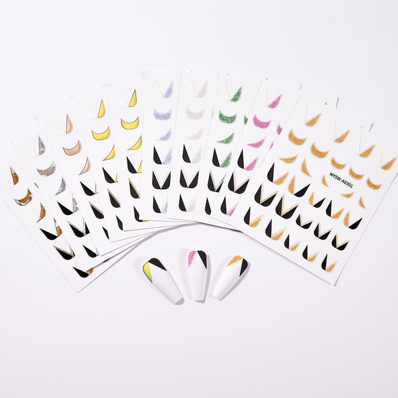 NKZ173 10 Colors French Nail Polish Stickers
