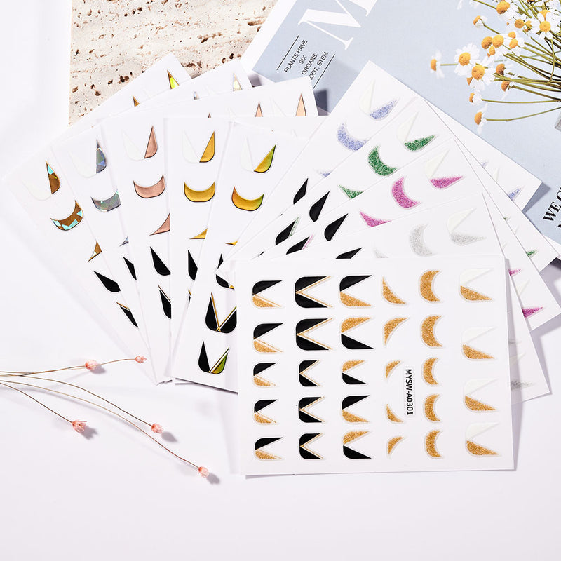 NKZ173 10 Colors French Nail Polish Stickers