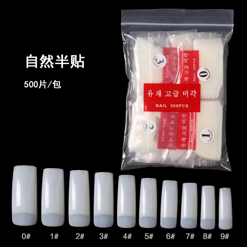 TD44 500pcs/bag With Korean Packaging Half False Nail Tips Natural Clear White French False Tip 10 Size False Tip Extension Nail Tip