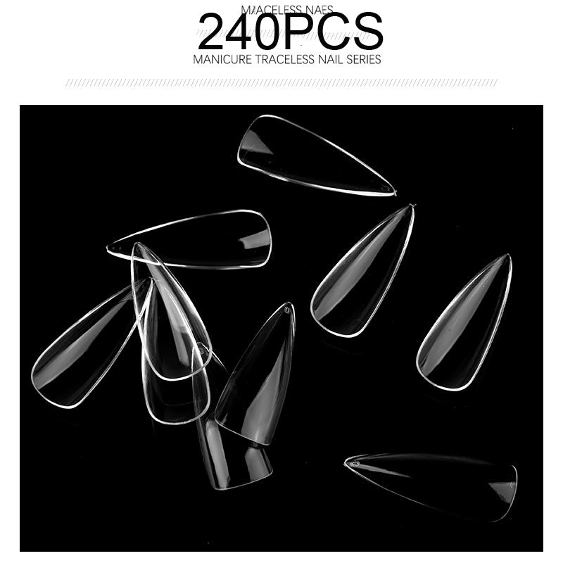 TD13 240-count Clear Full Cover Nail Tips Acrylic UV Manicure Tools T-Ballet-Waterdrop-Oval-Coffin Shape Artificial False Nail Tips