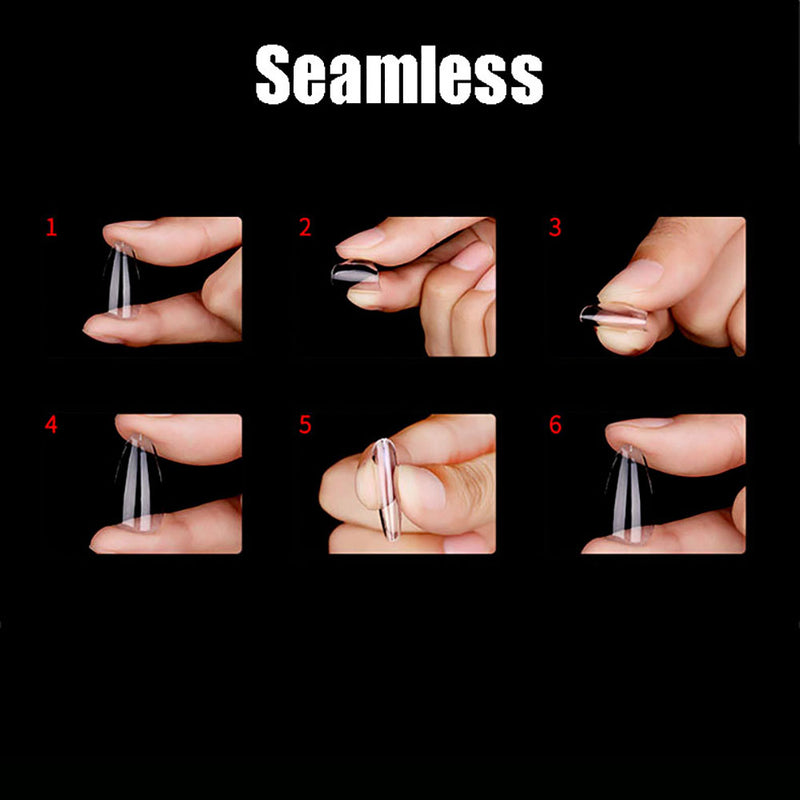 TD93 120pc/Bag Super Vampire False Tips XXXXL 9.0cm Half C-Curve Liveshow Fake Nails Clear Stiletto Salon Supply Nail Fake Tips 0-11