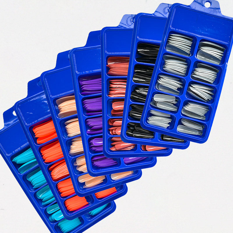 TD65 100Sheets/Box Coffin Painted False Tips Set Candy 14Colors Full Cover Ballerina DIY Salon Manicure Art Press ON Fake Nails TD65