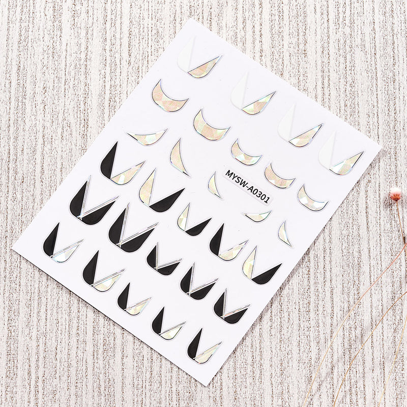 NKZ173 10 Colors French Nail Polish Stickers