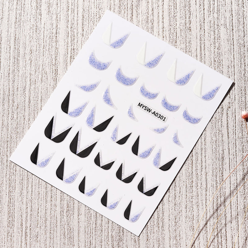 NKZ173 10 Colors French Nail Polish Stickers