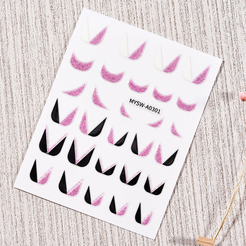 NKZ173 10 Colors French Nail Polish Stickers
