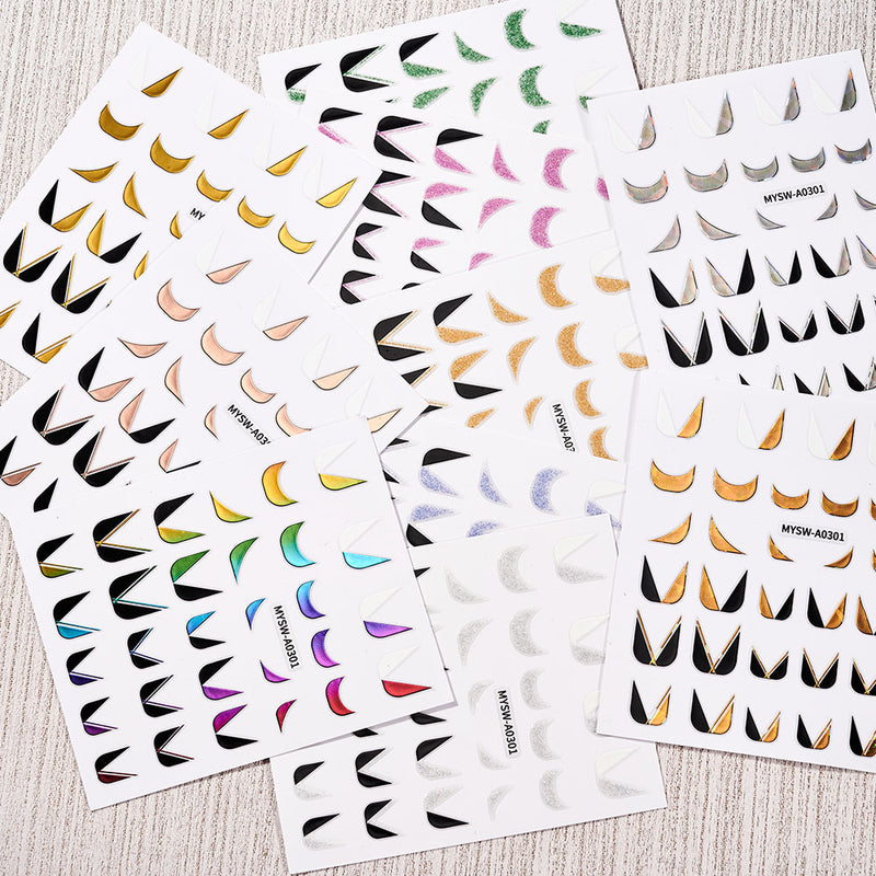 NKZ173 10 Colors French Nail Polish Stickers