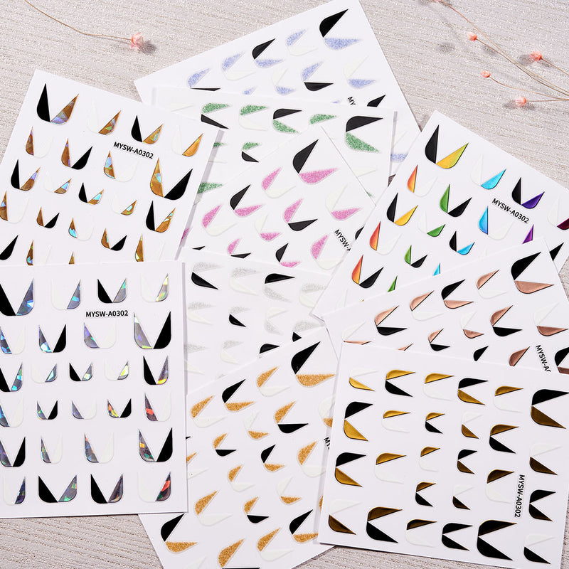 NKZ173 10 Colors French Nail Polish Stickers