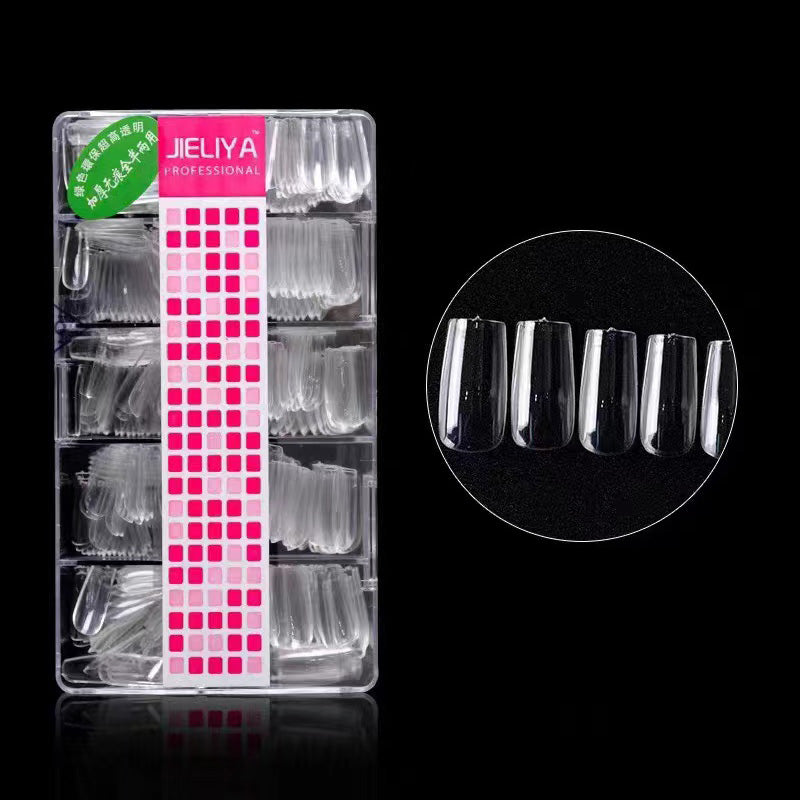 TD600 500pcs/lot Full + Half Cover False Tips Nail Non-Engraved Ballet Extension Fingertips Seamless Press on Nail Fake Art Tips TD600