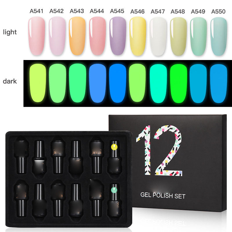 NGRO094 New Luminous Nail Polish Set 12PCS