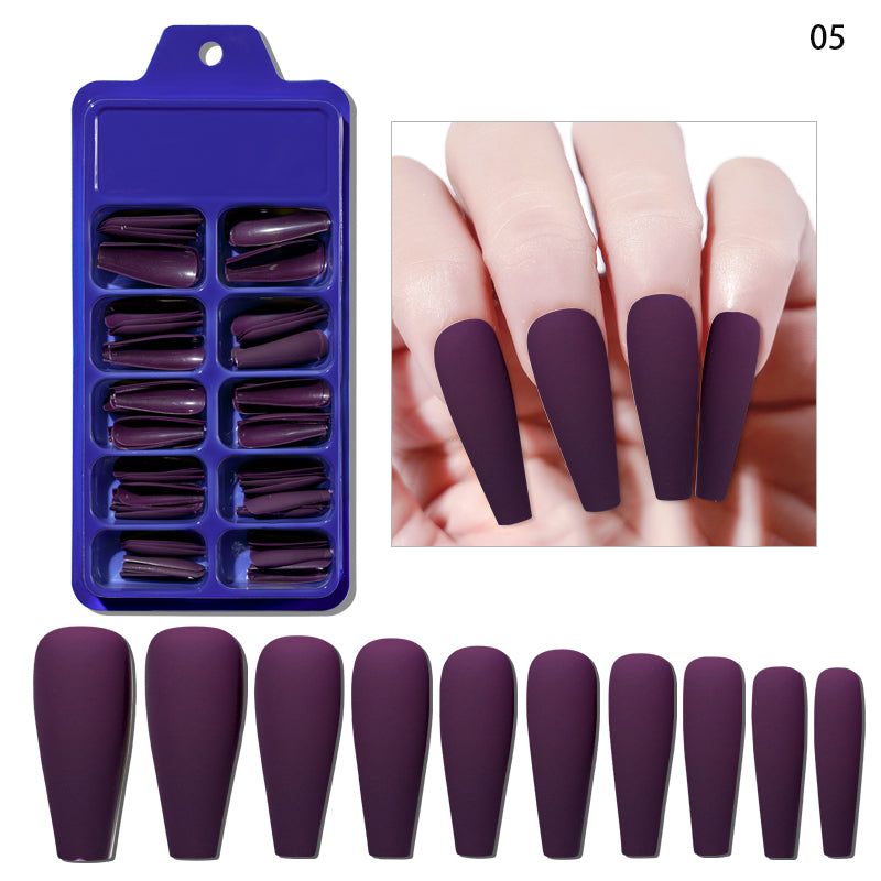 TD53 100pcs Fluorescent Ballerina Coffin False Nails Matte Easy Extension Wearing Fake Tips Nude White,Chic Black Press Nail False 09