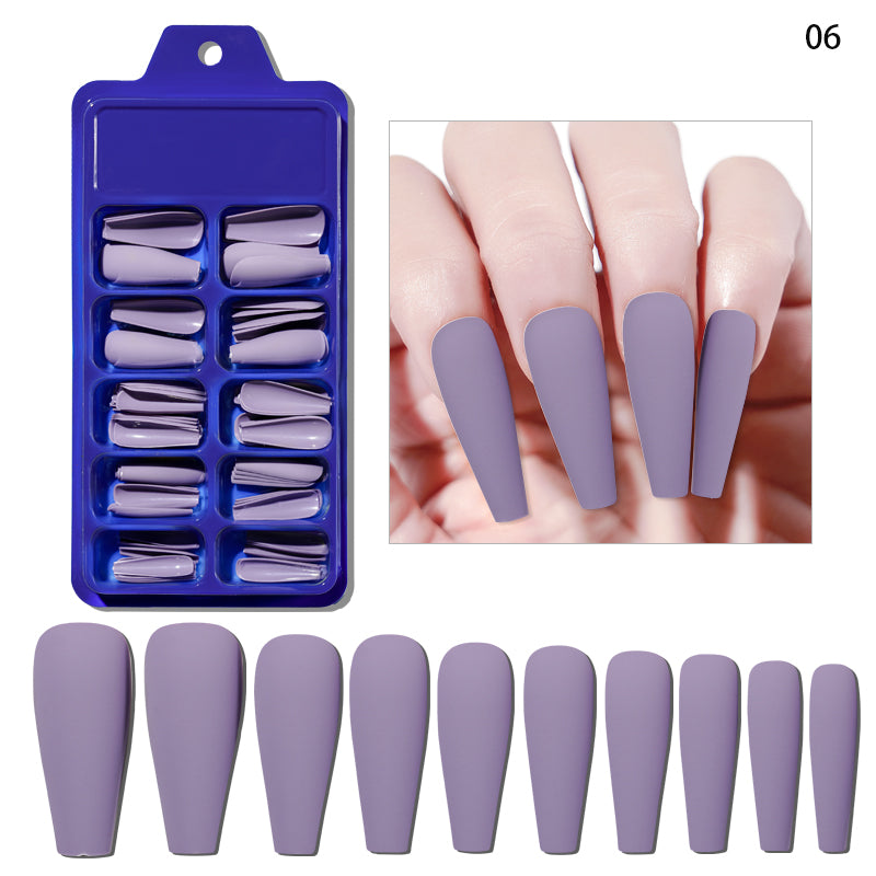 TD53 100pcs Fluorescent Ballerina Coffin False Nails Matte Easy Extension Wearing Fake Tips Nude White,Chic Black Press Nail False 09