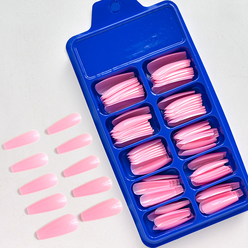 TD99 10*10pcs Matte Press Coffin Nail Patches Nude Dark Mixed Frosted Glossy False Tips Fairy Purple Pink Blue Nail Faux Ongles TD126