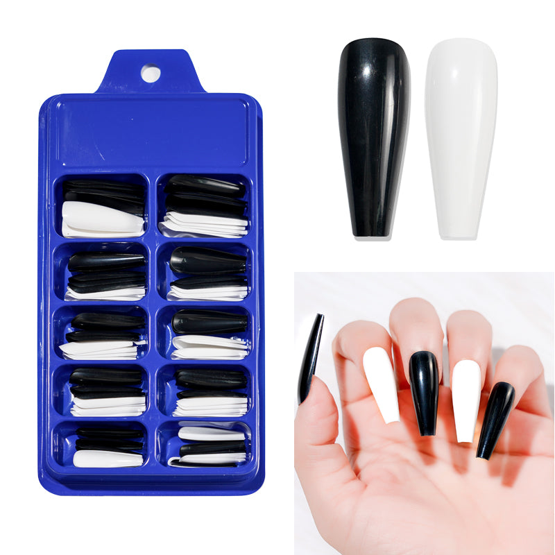 TD09 100pc/box Morandi Mix Pure Color Matte Nail Extension Fake Tips Ballerina Full Cover Jelly Neon DIY Coffin False Nail Patch 0-9