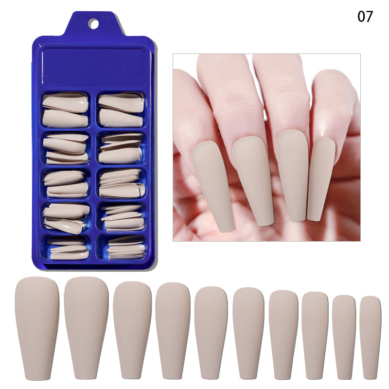 TD53 100pcs Fluorescent Ballerina Coffin False Nails Matte Easy Extension Wearing Fake Tips Nude White,Chic Black Press Nail False 09