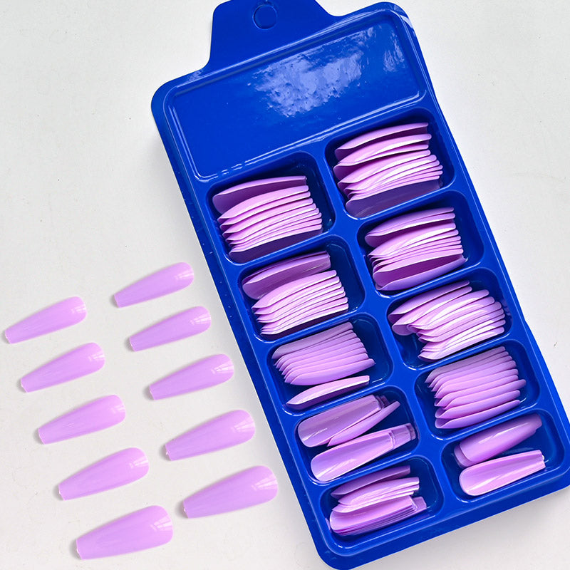 TD65 100Sheets/Box Coffin Painted False Tips Set Candy 14Colors Full Cover Ballerina DIY Salon Manicure Art Press ON Fake Nails TD65