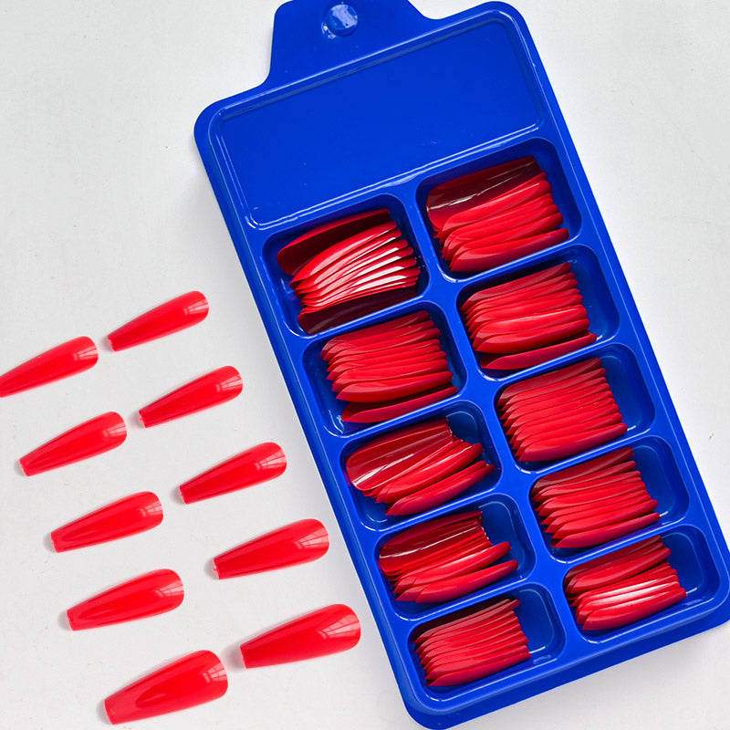 TD65 100Sheets/Box Coffin Painted False Tips Set Candy 14Colors Full Cover Ballerina DIY Salon Manicure Art Press ON Fake Nails TD65