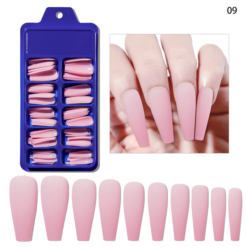 TD53 100pcs Fluorescent Ballerina Coffin False Nails Matte Easy Extension Wearing Fake Tips Nude White,Chic Black Press Nail False 09