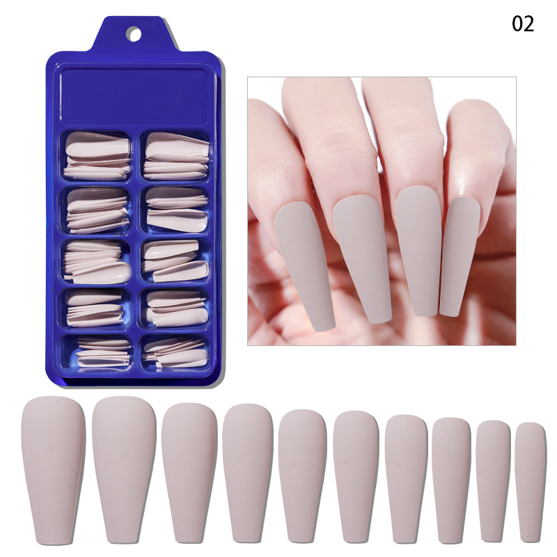 TD53 100pcs Fluorescent Ballerina Coffin False Nails Matte Easy Extension Wearing Fake Tips Nude White,Chic Black Press Nail False 09