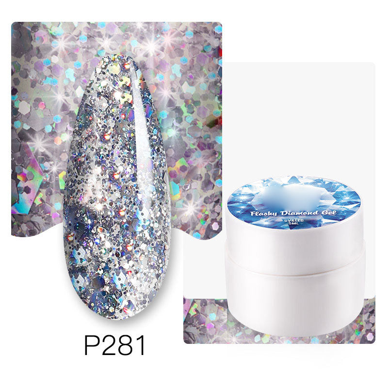 NGRO109 Painted Glue, Bright Diamond Glue, Extended Glue, Fine Glitter Rainbow Glue, 5ML Small Can