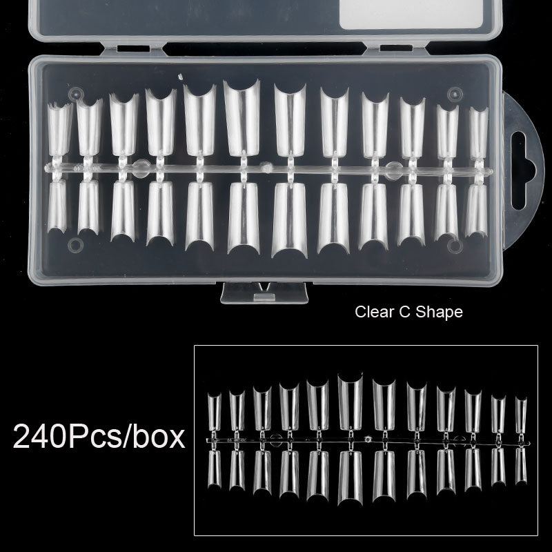 TD13 240-count Clear Full Cover Nail Tips Acrylic UV Manicure Tools T-Ballet-Waterdrop-Oval-Coffin Shape Artificial False Nail Tips