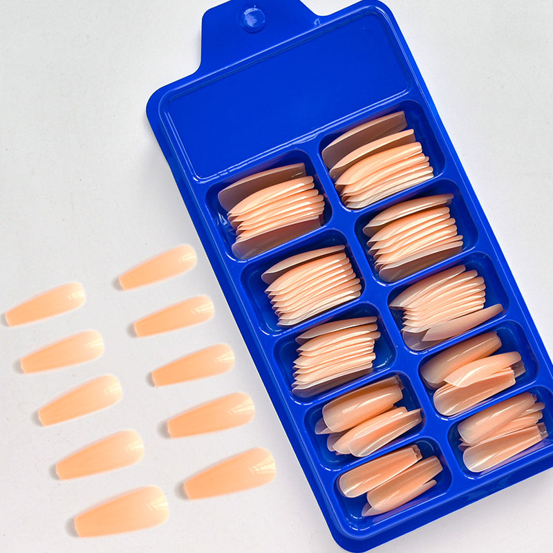 TD65 100Sheets/Box Coffin Painted False Tips Set Candy 14Colors Full Cover Ballerina DIY Salon Manicure Art Press ON Fake Nails TD65