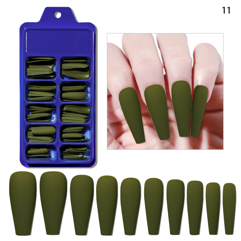 TD53 100pcs Fluorescent Ballerina Coffin False Nails Matte Easy Extension Wearing Fake Tips Nude White,Chic Black Press Nail False 09