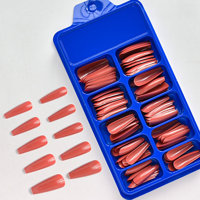 TD65 100Sheets/Box Coffin Painted False Tips Set Candy 14Colors Full Cover Ballerina DIY Salon Manicure Art Press ON Fake Nails TD65