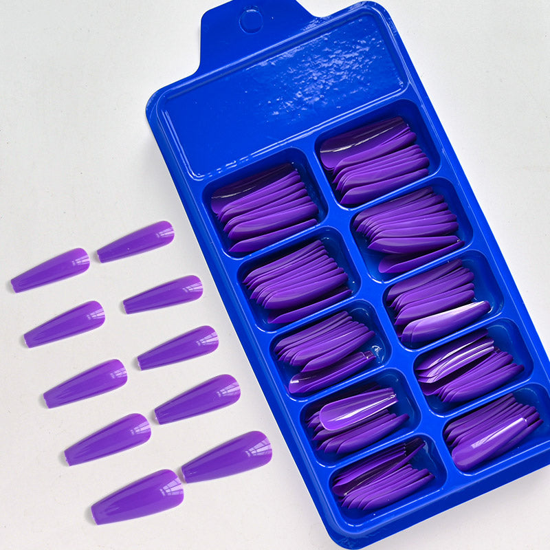 TD99 10*10pcs Matte Press Coffin Nail Patches Nude Dark Mixed Frosted Glossy False Tips Fairy Purple Pink Blue Nail Faux Ongles TD126