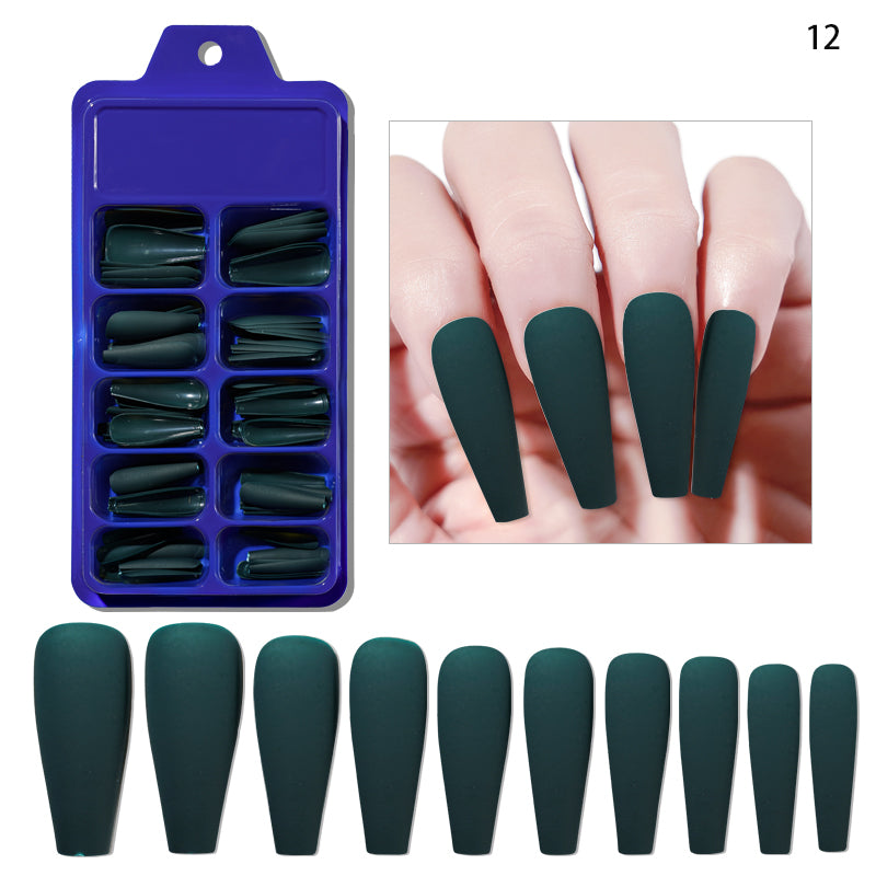TD53 100pcs Fluorescent Ballerina Coffin False Nails Matte Easy Extension Wearing Fake Tips Nude White,Chic Black Press Nail False 09