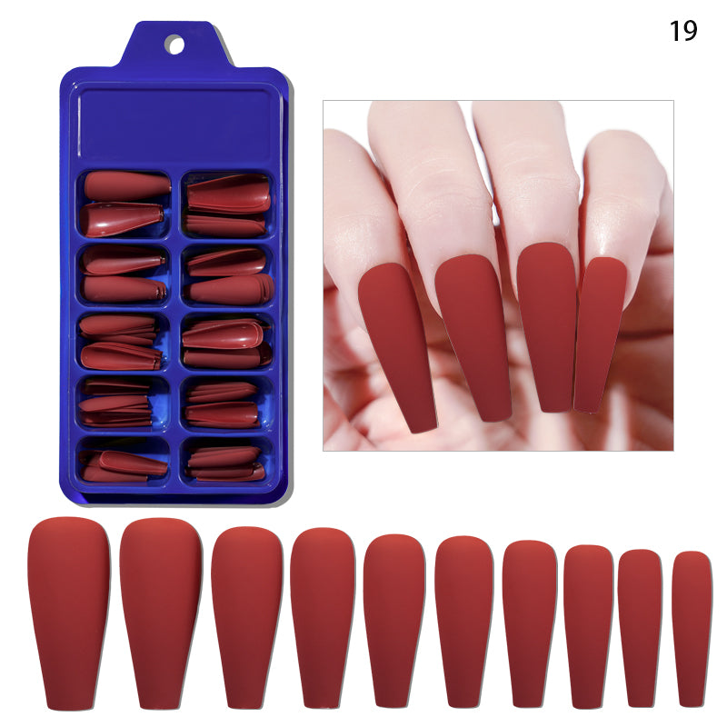 TD53 100pcs Fluorescent Ballerina Coffin False Nails Matte Easy Extension Wearing Fake Tips Nude White,Chic Black Press Nail False 09