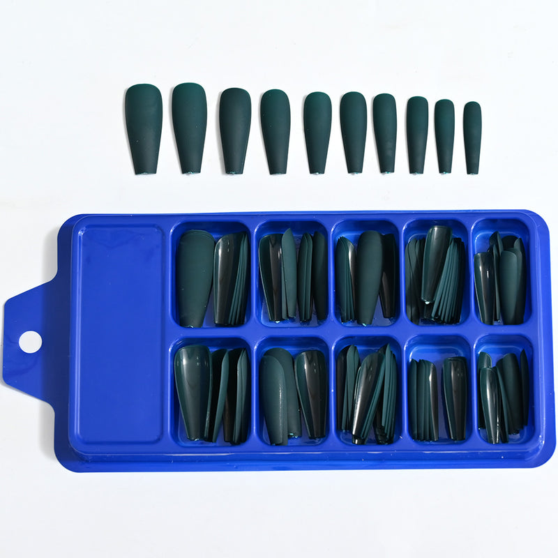 TD99 10*10pcs Matte Press Coffin Nail Patches Nude Dark Mixed Frosted Glossy False Tips Fairy Purple Pink Blue Nail Faux Ongles TD126