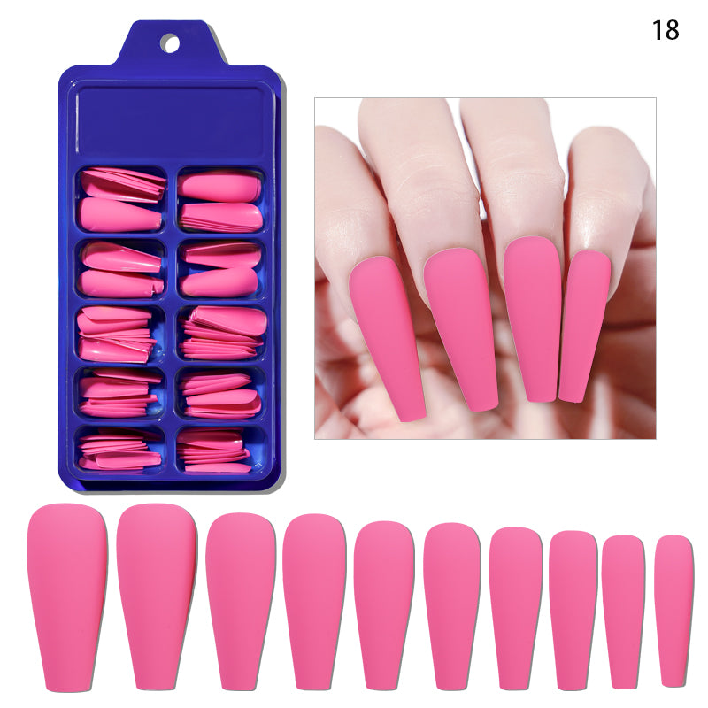 TD53 100pcs Fluorescent Ballerina Coffin False Nails Matte Easy Extension Wearing Fake Tips Nude White,Chic Black Press Nail False 09