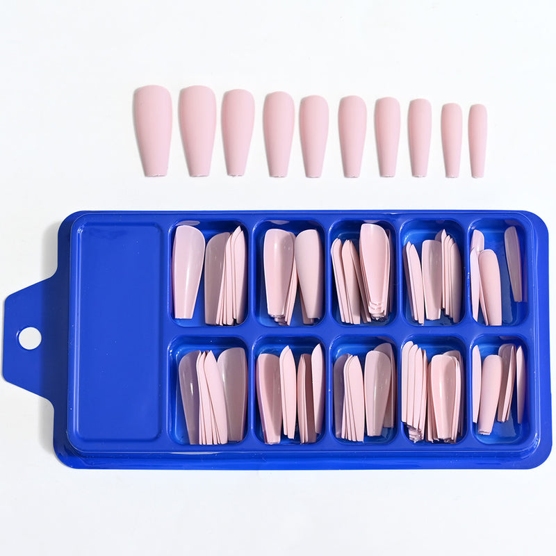 TD99 10*10pcs Matte Press Coffin Nail Patches Nude Dark Mixed Frosted Glossy False Tips Fairy Purple Pink Blue Nail Faux Ongles TD126