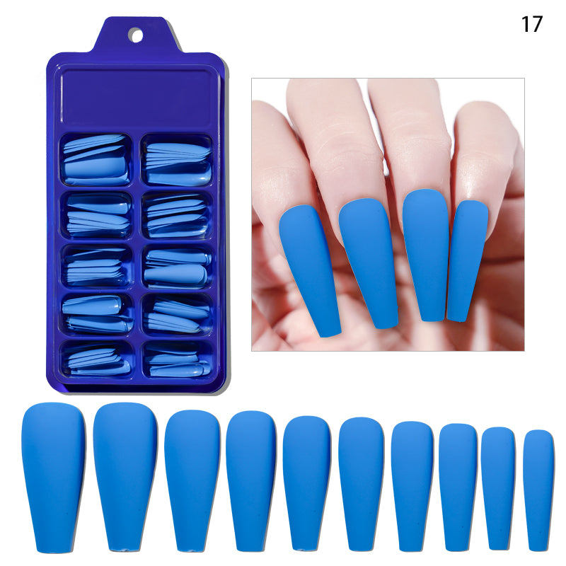 TD53 100pcs Fluorescent Ballerina Coffin False Nails Matte Easy Extension Wearing Fake Tips Nude White,Chic Black Press Nail False 09