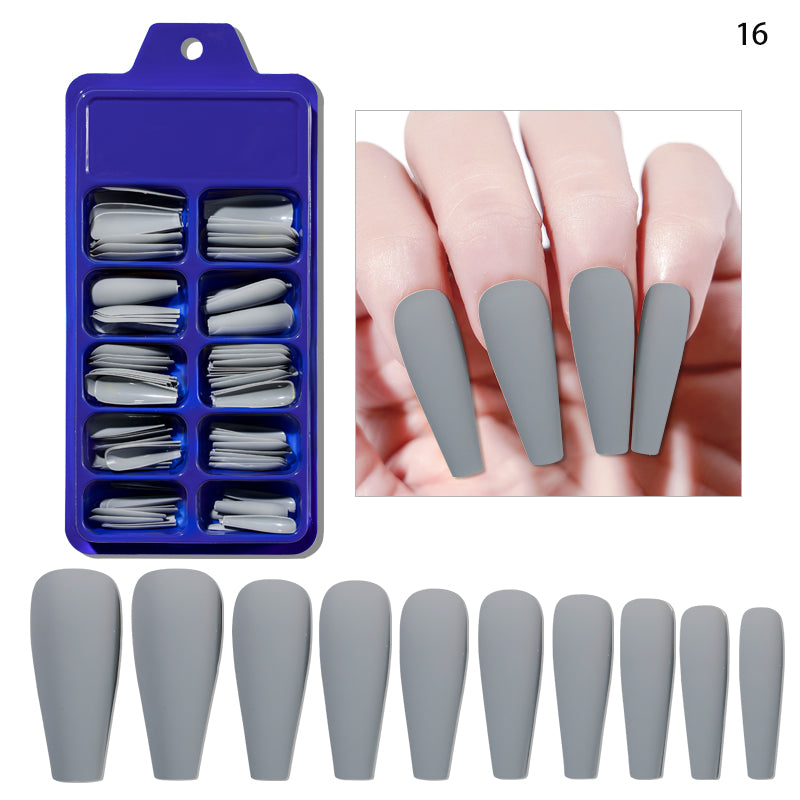 TD53 100pcs Fluorescent Ballerina Coffin False Nails Matte Easy Extension Wearing Fake Tips Nude White,Chic Black Press Nail False 09