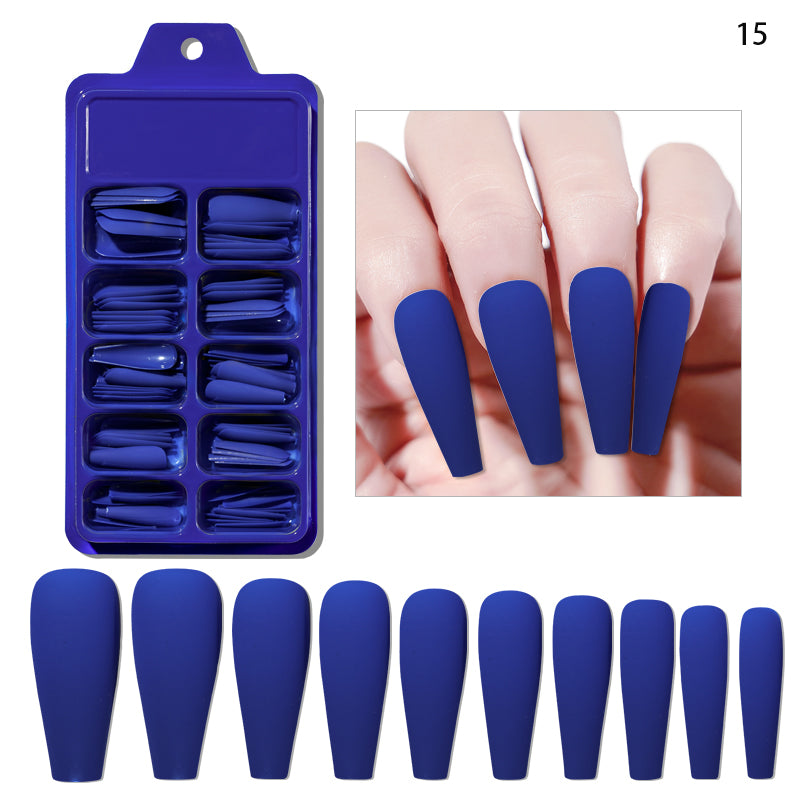 TD53 100pcs Fluorescent Ballerina Coffin False Nails Matte Easy Extension Wearing Fake Tips Nude White,Chic Black Press Nail False 09