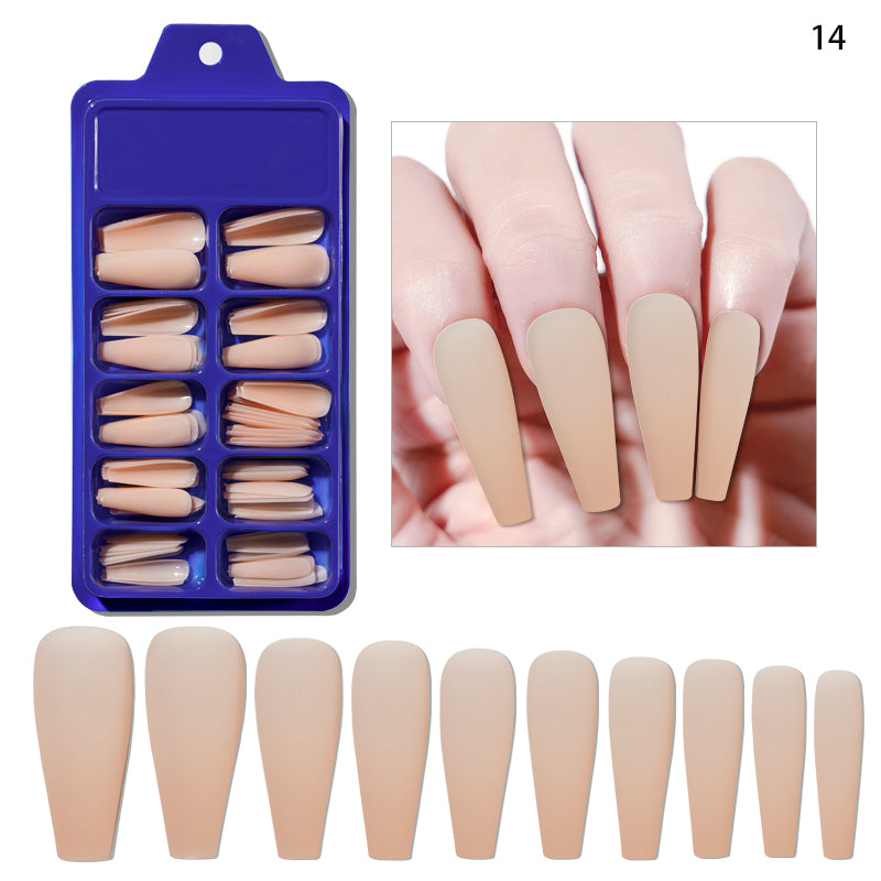 TD53 100pcs Fluorescent Ballerina Coffin False Nails Matte Easy Extension Wearing Fake Tips Nude White,Chic Black Press Nail False 09