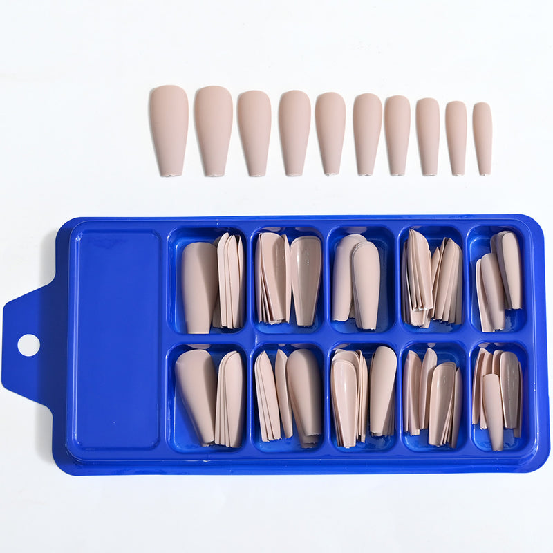TD99 10*10pcs Matte Press Coffin Nail Patches Nude Dark Mixed Frosted Glossy False Tips Fairy Purple Pink Blue Nail Faux Ongles TD126