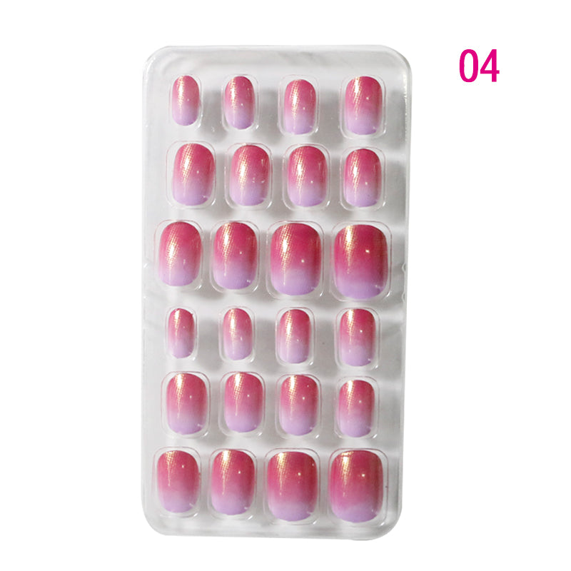 TD60 24Pcs/Set Cartoon Nail Tips Full Cover Nail Stickers Nails Dot Unicorn Rainbow Pattern Fake Cartoon Press on Nails for Kids TD60