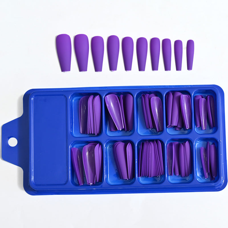 TD99 10*10pcs Matte Press Coffin Nail Patches Nude Dark Mixed Frosted Glossy False Tips Fairy Purple Pink Blue Nail Faux Ongles TD126