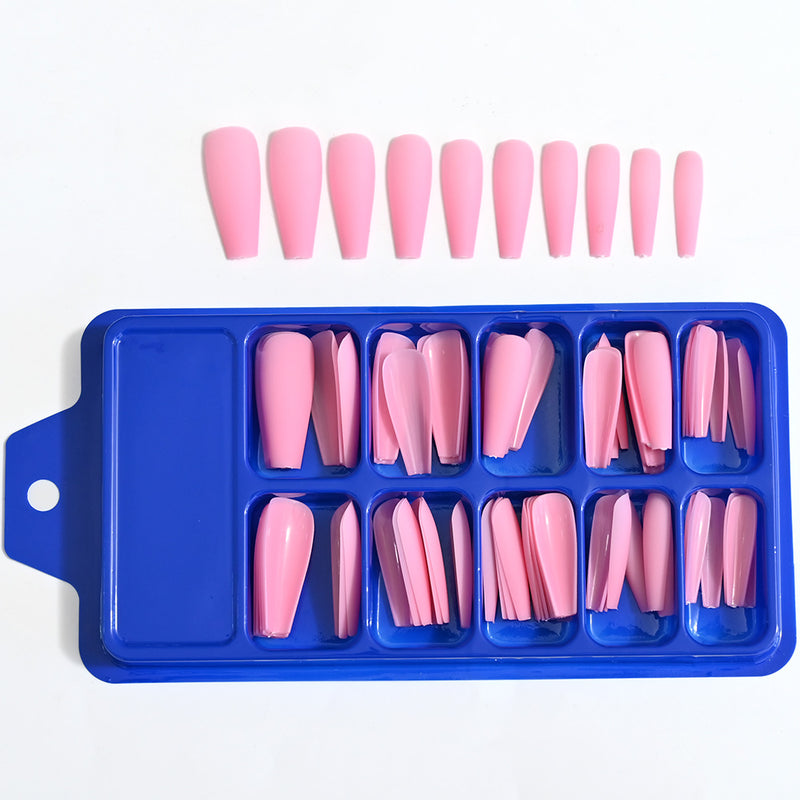 TD99 10*10pcs Matte Press Coffin Nail Patches Nude Dark Mixed Frosted Glossy False Tips Fairy Purple Pink Blue Nail Faux Ongles TD126