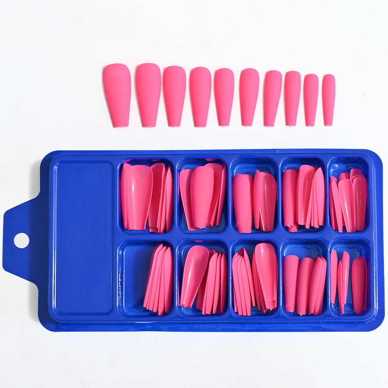 TD99 10*10pcs Matte Press Coffin Nail Patches Nude Dark Mixed Frosted Glossy False Tips Fairy Purple Pink Blue Nail Faux Ongles TD126